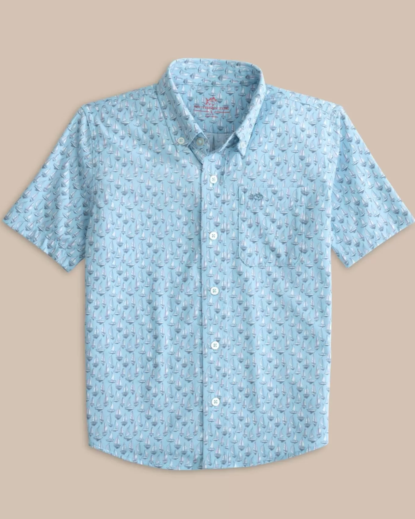 Southern Tide Boys Intercoastal Forget A-Boat It Short Sleeve Sport Shirt< Boys Button Down Shirts