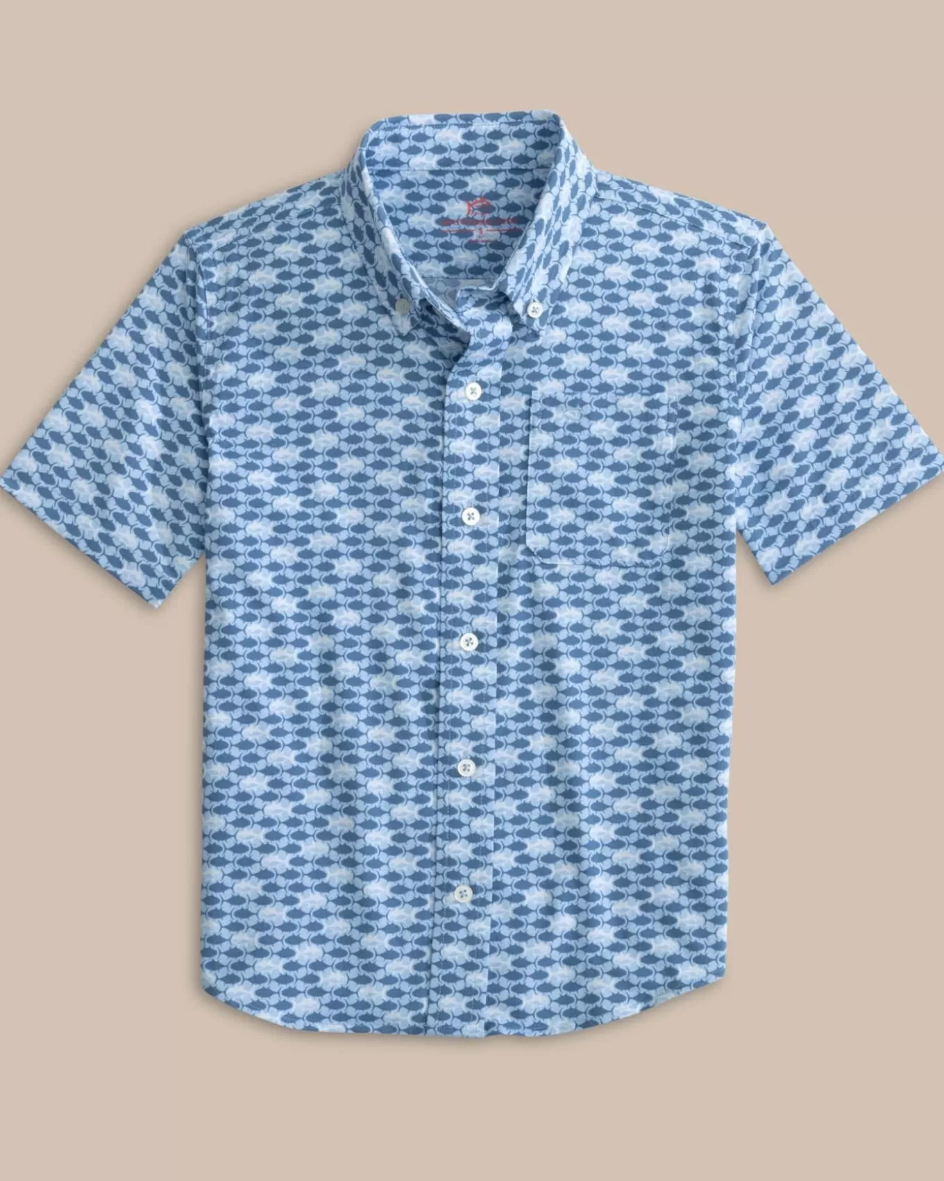 Southern Tide Boys Intercoastal Heather Skipping Jacks Short Sleeve Sport Shirt< Boys Button Down Shirts