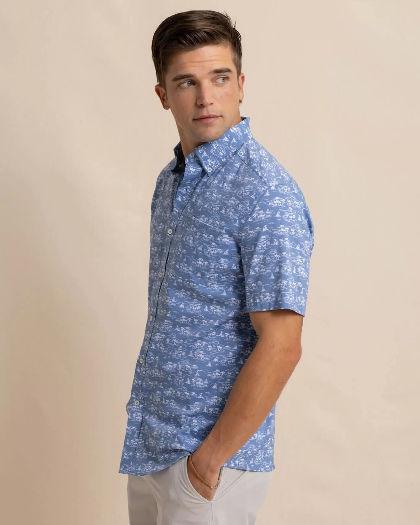 Southern Tide Brrr° Intercoastal Sunset Beach Short Sleeve Sport Shirt< Sport Shirts & Button Downs