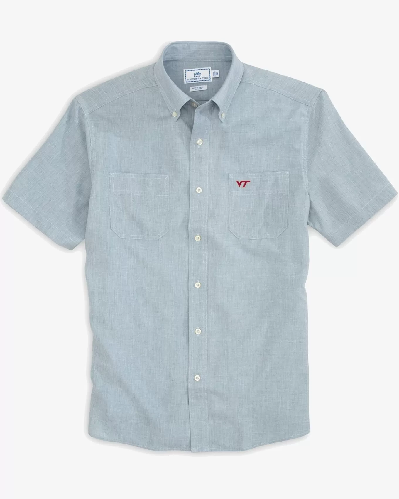 Southern Tide Virginia Tech Hokies Short Sleeve Button Down Dock Shirt< Sport Shirts & Button Downs